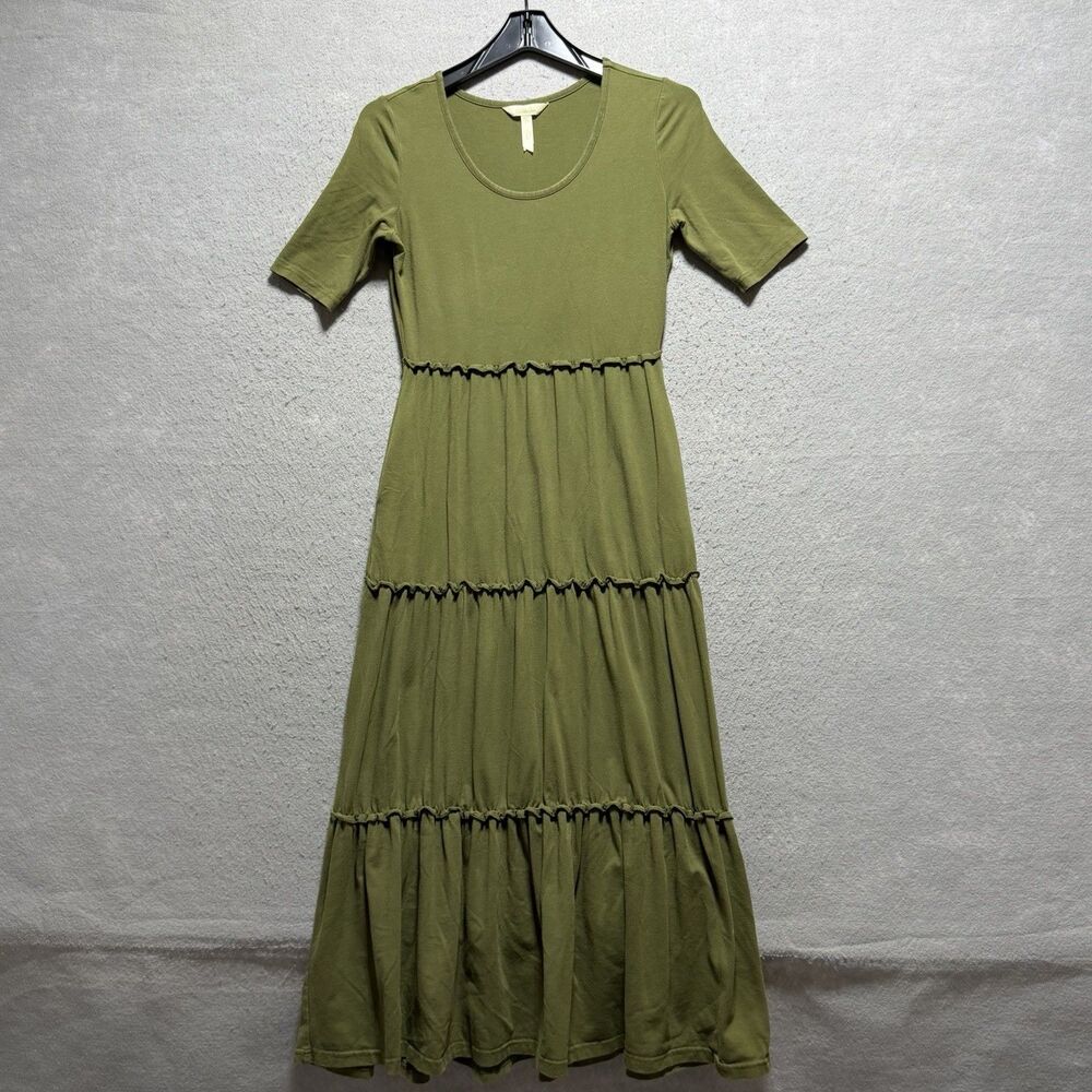 Matilda Jane Maxi Dress Women’s Size XS Army Green New Da Tiered Elbow Sleeve